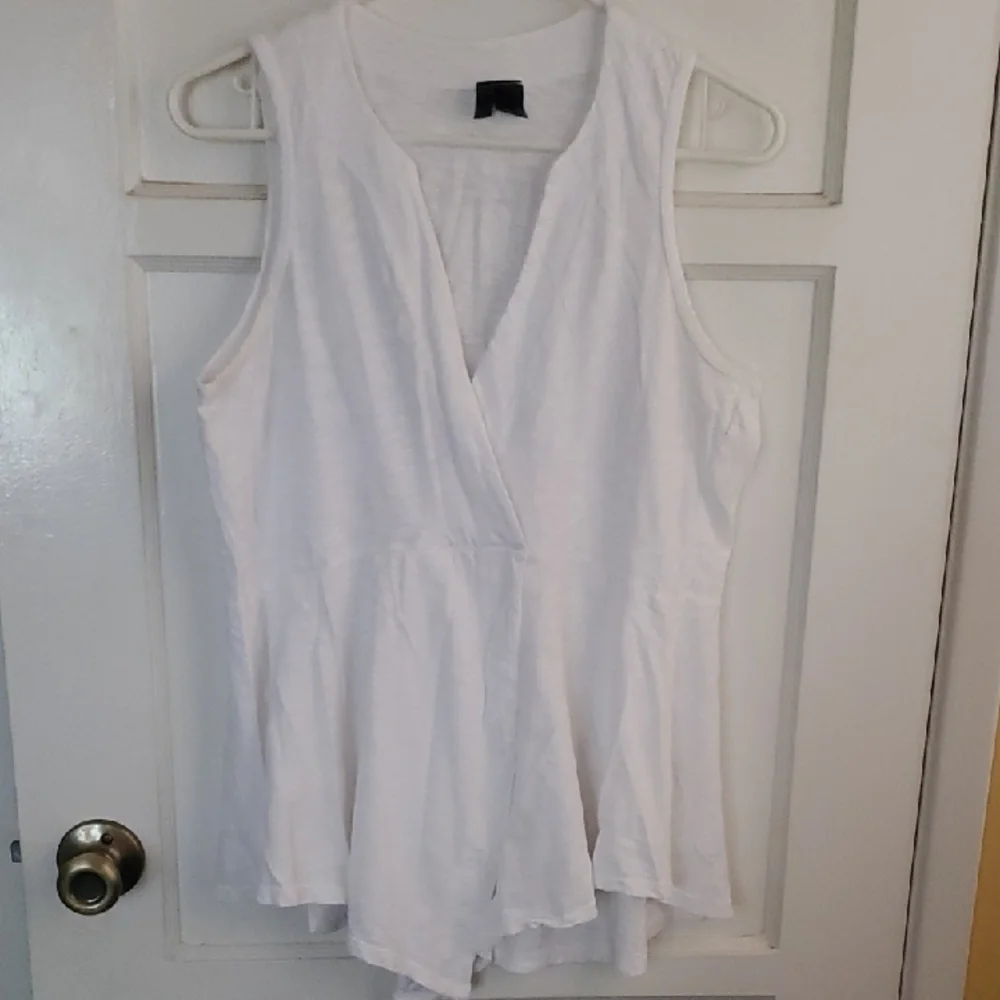 Left of Center White Wrap Sleeveless Bodysuit - Picture 1 of 4